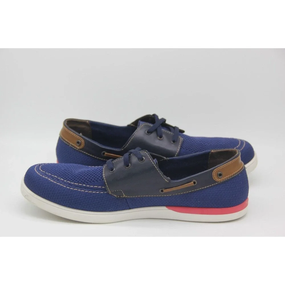 Ferrato Boat Shoes Mens Size 9 Blue Red White Lightweight Causal Lace Up